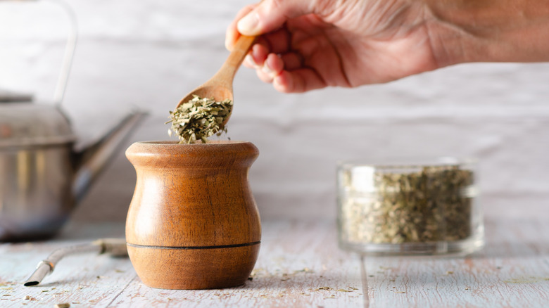 preparing yerba mate beverage