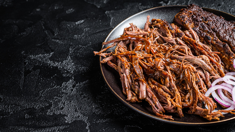 Plate of barbecue pulled pork