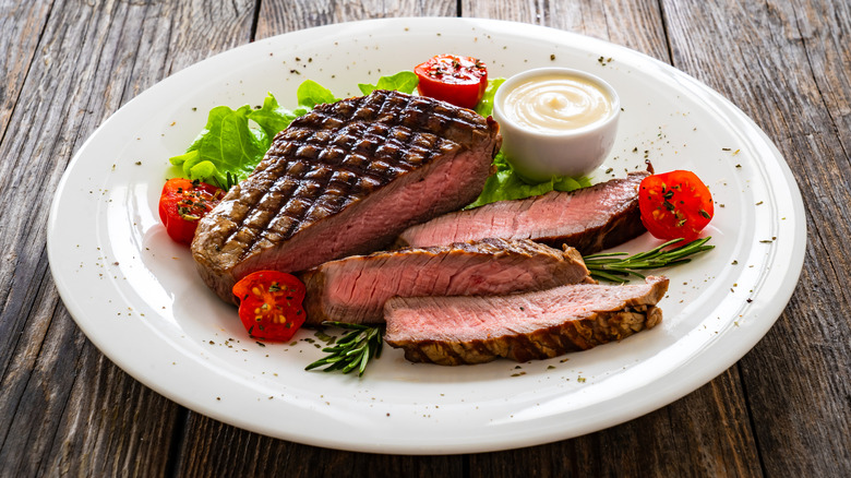 Plate of sirloin steak