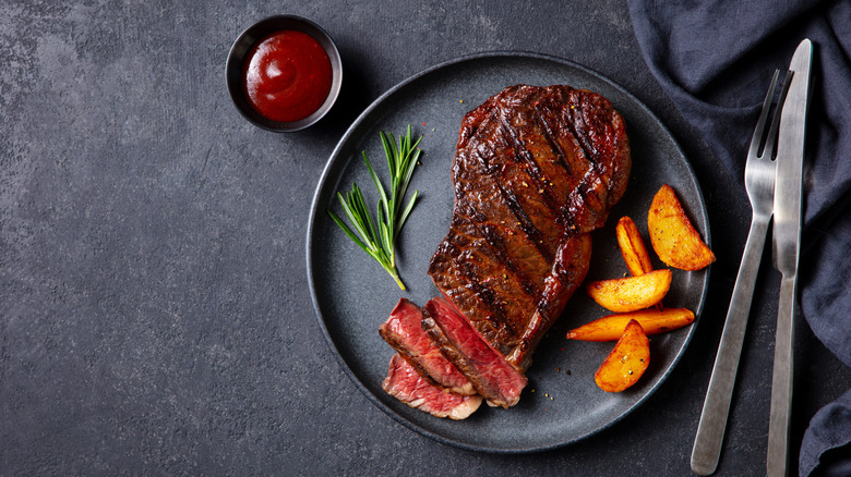 Black and blue steak