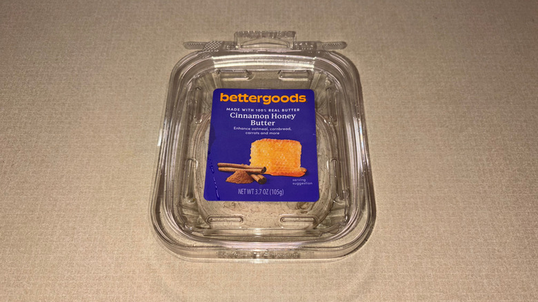 Bettergoods cinnamon honey butter in clear plastic container