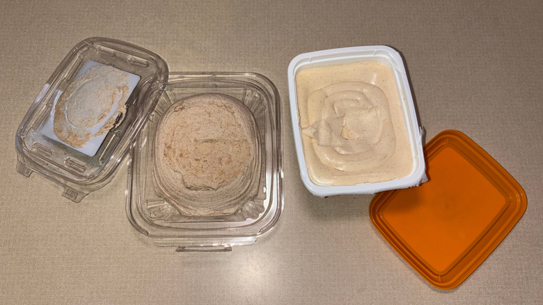 Bettergoods and Texas Roadhouse cinnamon butter with the lids off