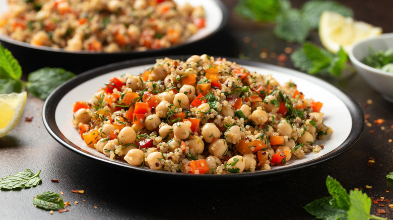 chickpea salad on a white plate