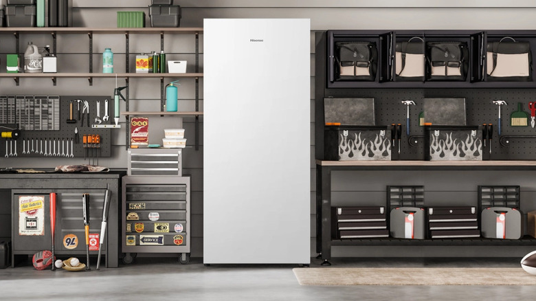 Hisense 21.2 cu. ft. garage ready frost-free convertible upright freezer in a garage