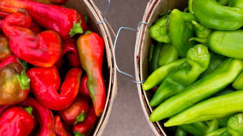 Green and red Hatch chiles