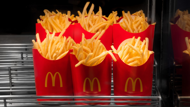 Six orders of large McDonalds french fries.