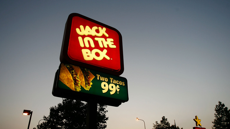 Old-style Jack in the Box sign with the full name
