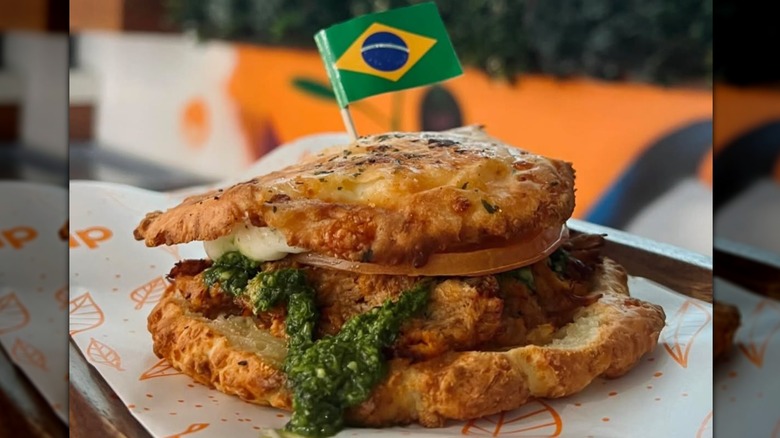A pão de queijo sandwich from TAP Brazilian Café