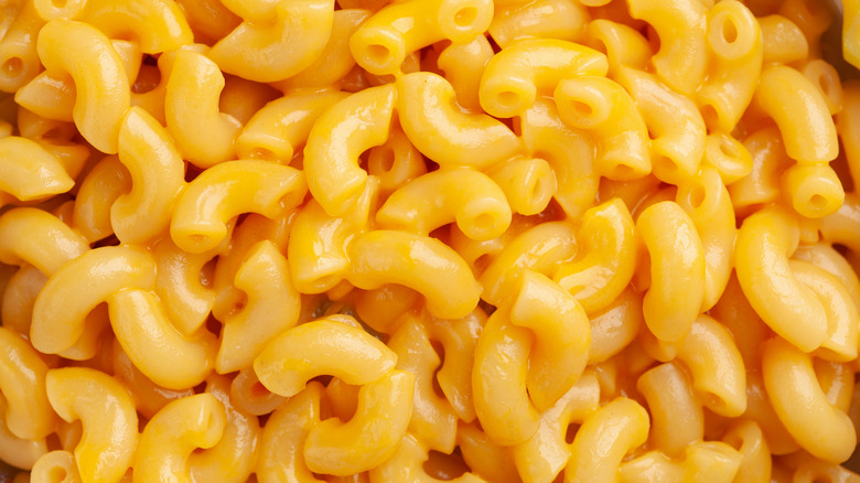 Texture shot of macaroni and cheese
