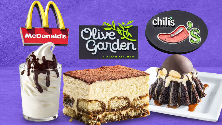 A selection of chain restaurant desserts