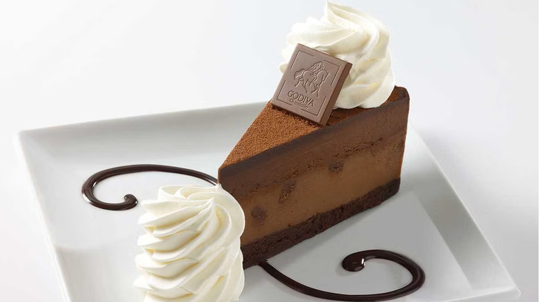 A slice of Godiva Chocolate Cheesecake