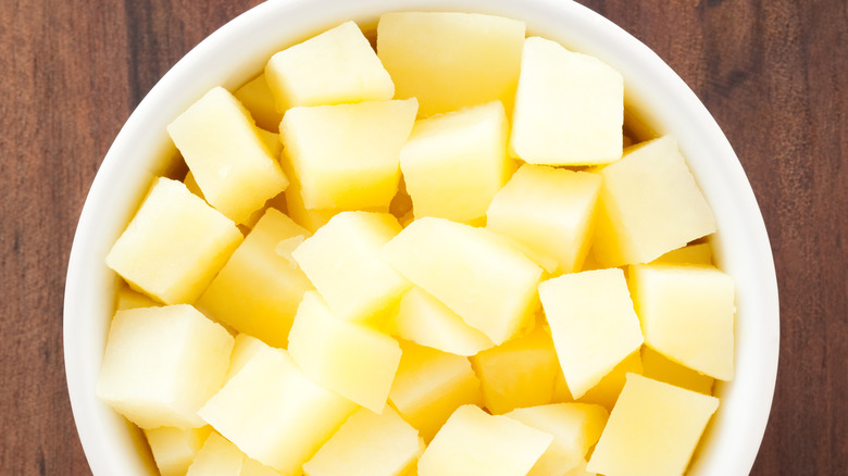 bowl of cut potatoes