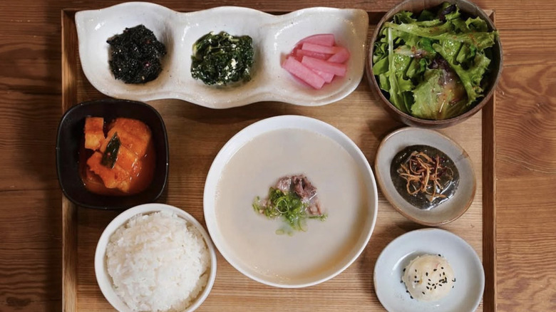 a variety of korean food