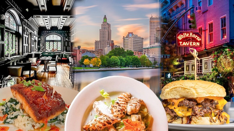 A collage of restaurants and dishes found throughout Rhode Island