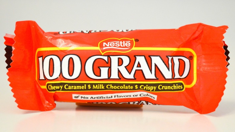 A 100 Grand Bar in its wrapper