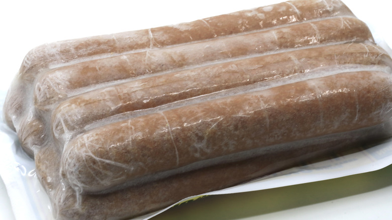 package of unappetizing hot dogs