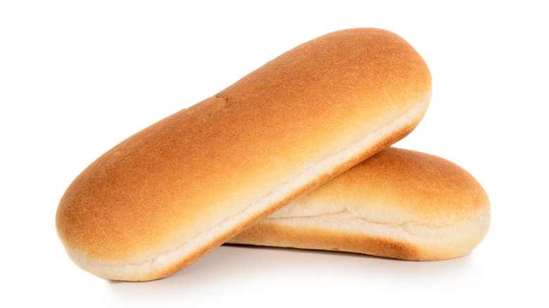 hot dog buns on white background