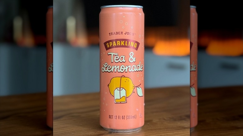 Trader Joe's Sparkling Tea & Lemonade on a wooden table