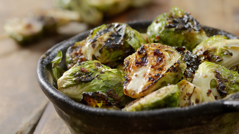 roasted Brussels sprouts in bowl