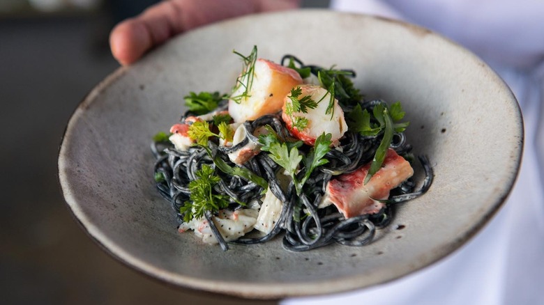A plate of Tagliolini Nero from Boia De