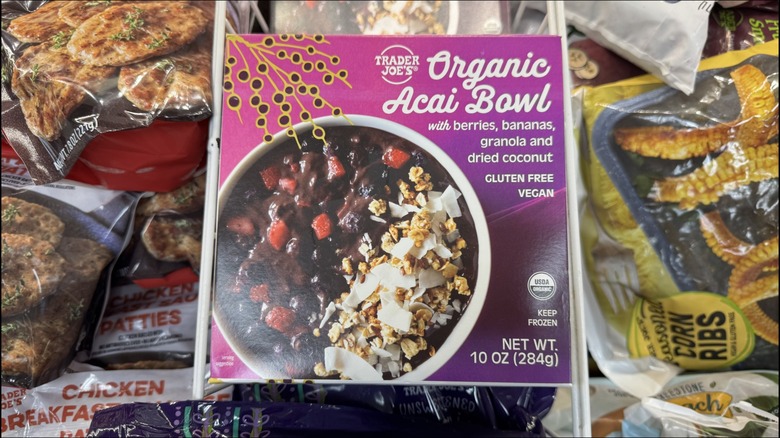 Organic açaí bowl in freezer aisle