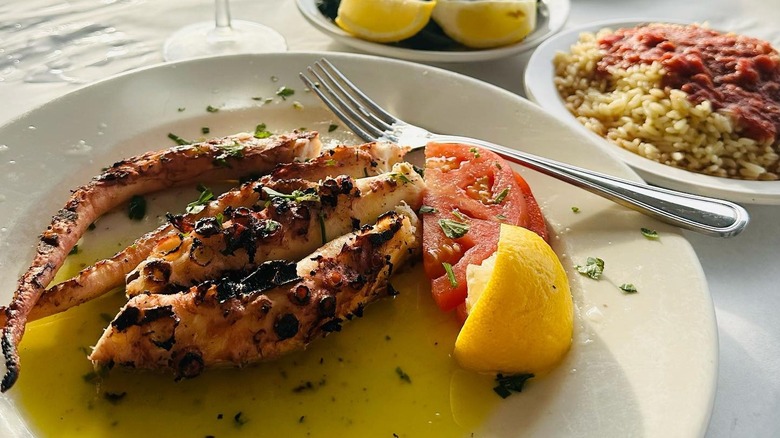 A plate of grilled octopus at Dimitri's on the Water
