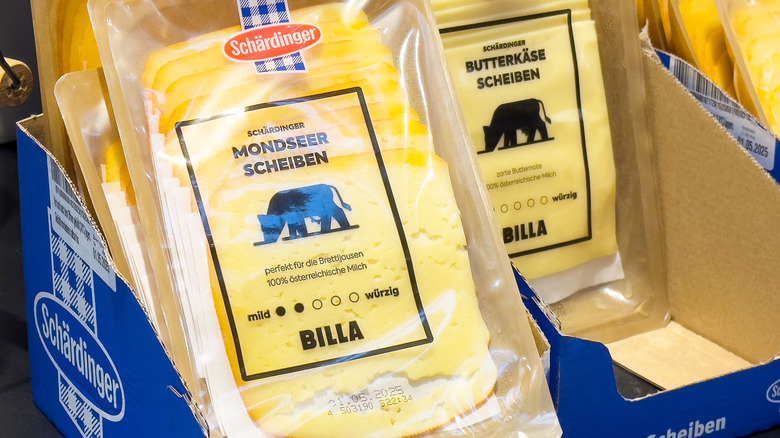 Butterkäse cheese slices in a store