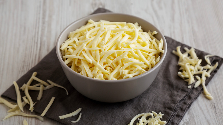 Bowl of shredded mozzarella
