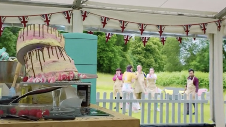 Ruby's cakes fall over while contestants watch in horror