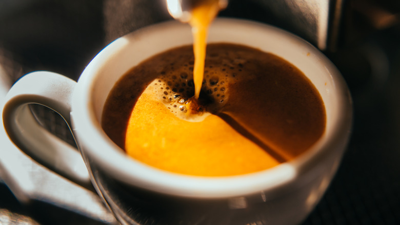 Close up fresh brewed espresso