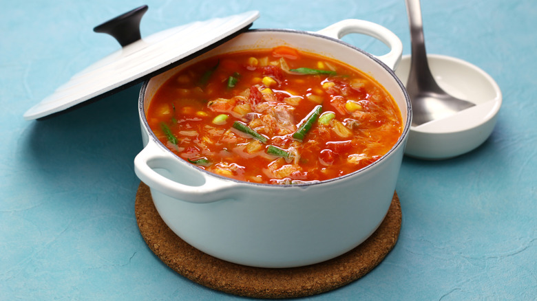 Pot of Maryland crab soup