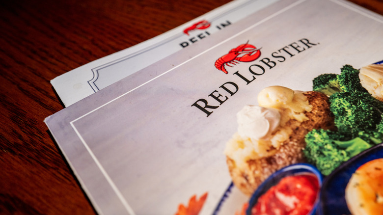 Red Lobster restaurant menu on restaurant table