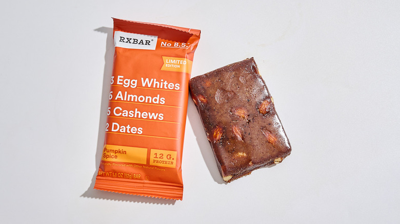 RXBAR Pumpkin Spice Protein Bar on a table.