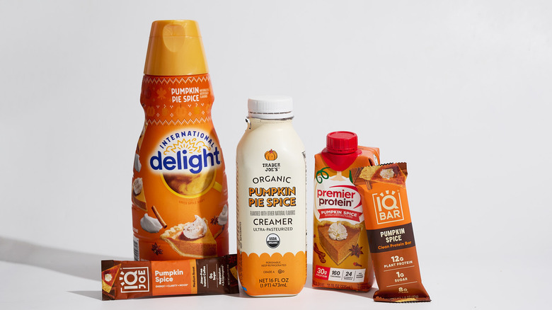 Pumpkin spice products on a table.