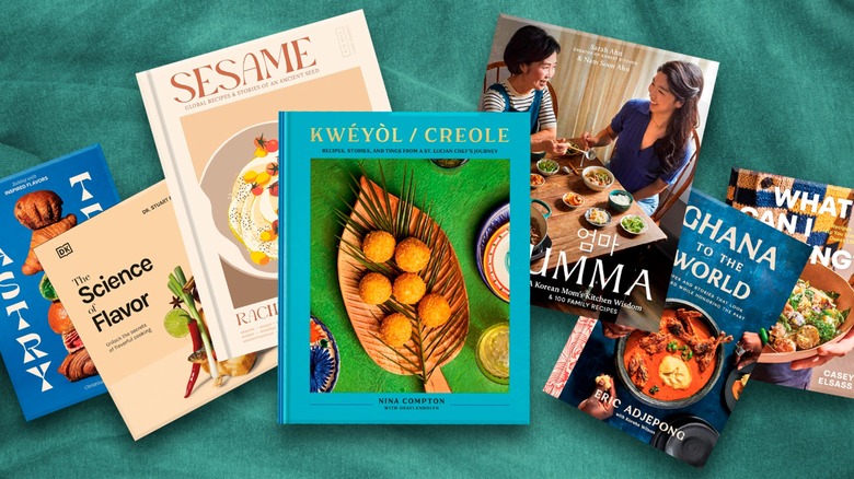 Images of cookbooks against green background