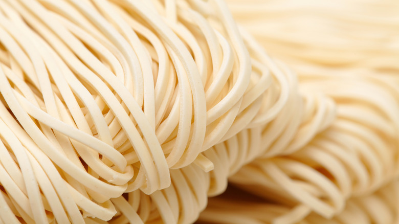 close-up of Chinese wheat noodles