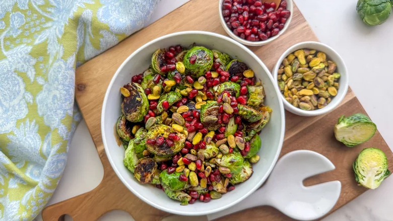 Brussels sprouts with pomegranates and pistachios