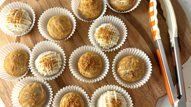Pumpkin spice truffles on platter