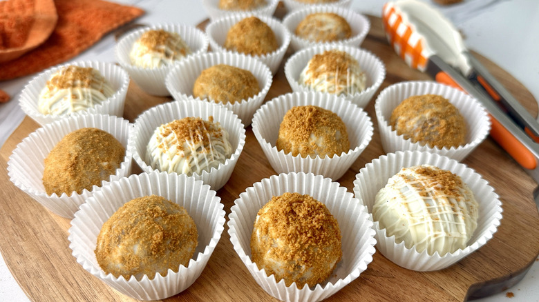 Pumpkin spice truffles on platter