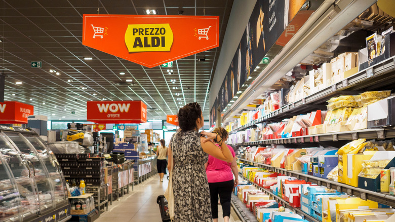 people shopping in Aldi store