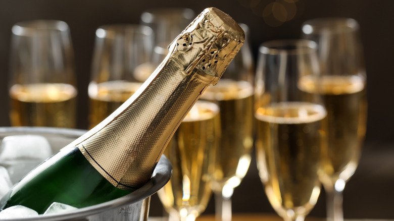 Bottle of sparkling wine and glasses