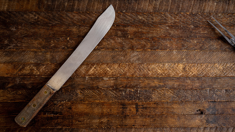 Butcher knife on wood