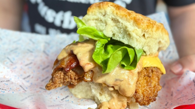 Hattie B's biscuit hot chicken sandwich