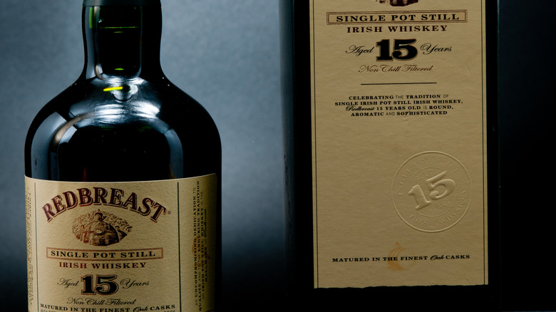 bottle of Redbreast 15 year old Irish whiskey