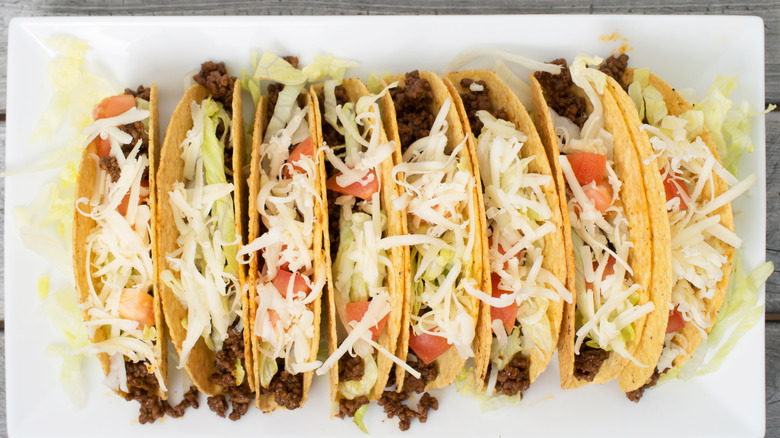beef tacos on a platter