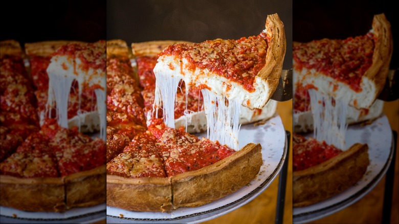 Serving up a slice of Giordano's stuffed crust pizza