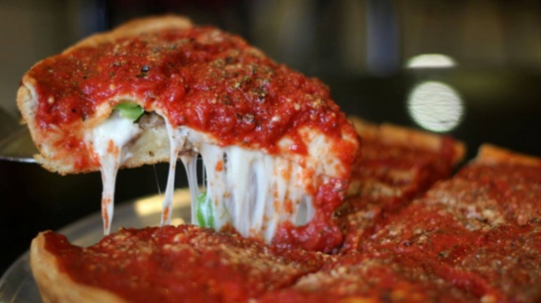 Serving up a slice of deep dish pizza