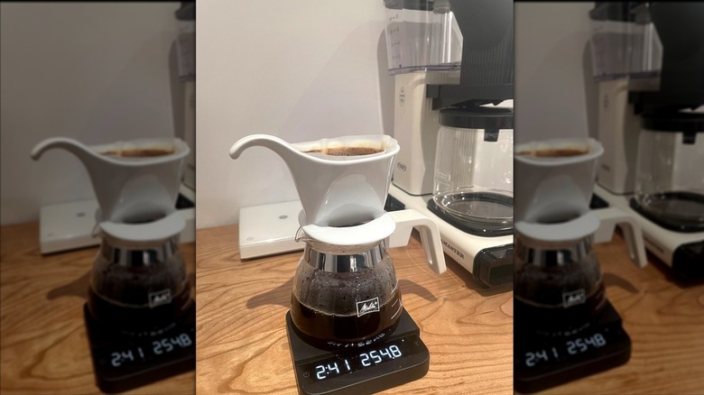 pour over dripper and scale