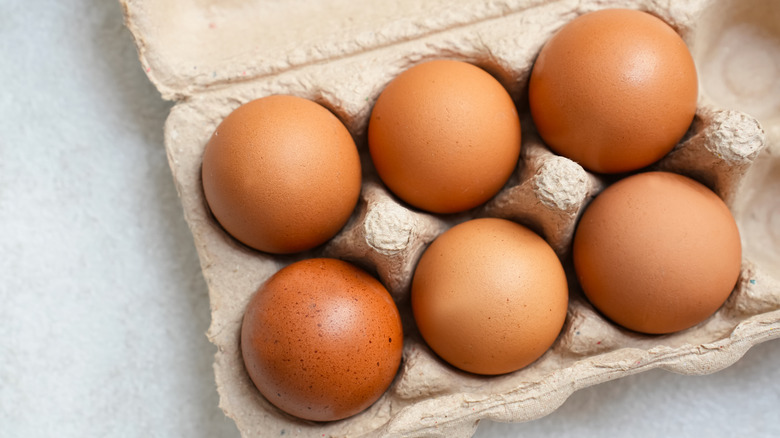 Eggs in an egg carton