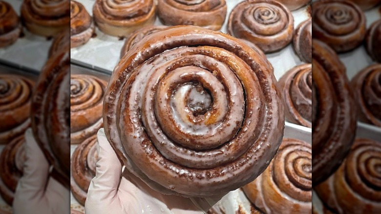 Giant glazed cinnamon roll